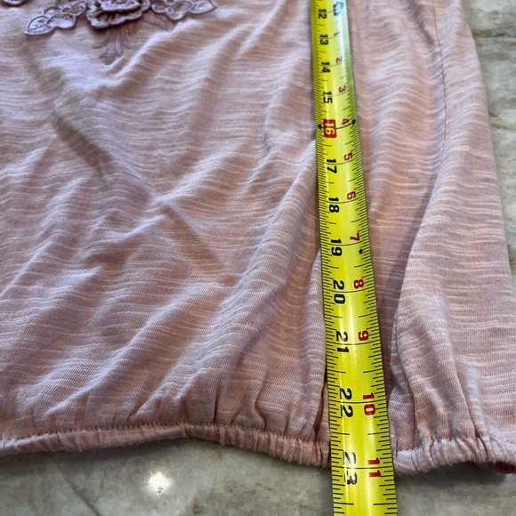 Sundance blush pink flutter-sleeve embroidered V-neck‎ blouse (M) Cottagecore - Picture 7 of 9